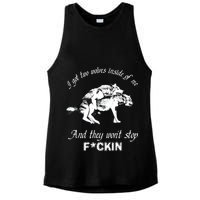 I Got Two Wolves Inside Of Me And They Won’t Stop Fckin Ladies PosiCharge Tri-Blend Wicking Tank