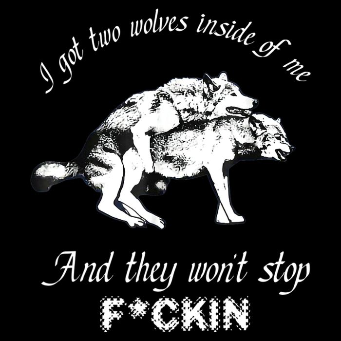 I Got Two Wolves Inside Of Me And They Won’t Stop Fckin 7-Panel Snapback Hat