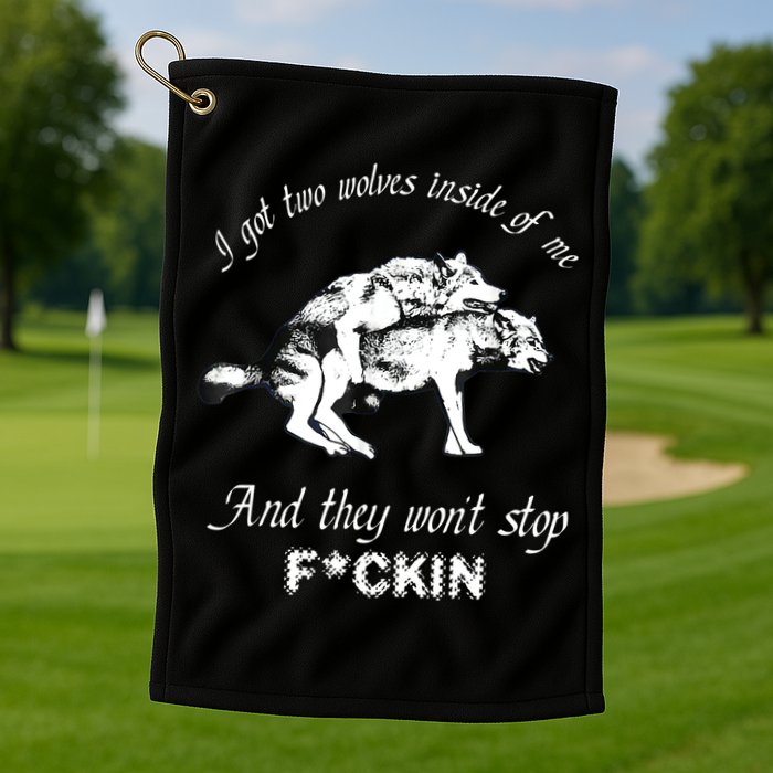 I Got Two Wolves Inside Of Me And They Won’t Stop Fckin Golf Towel