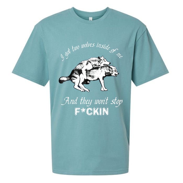 I Got Two Wolves Inside Of Me And They Won’t Stop Fckin Sueded Cloud Jersey T-Shirt