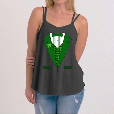 Irish Green Tuxedo Shamrock Saint Patricks Day Boy Women's Strappy Tank