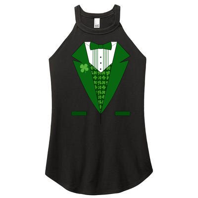 Irish Green Tuxedo Shamrock Saint Patricks Day Boy Women’s Perfect Tri Rocker Tank