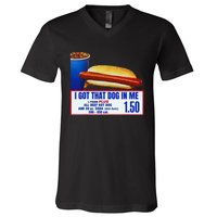 I Got That Dog In Me Funny Retro Vintage Sports Meme Hotdog V-Neck T-Shirt