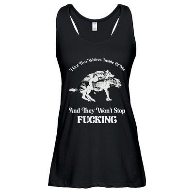 I Got Two Wolves Inside Of Me And They Wont Stop Fuckin Ladies Essential Flowy Tank