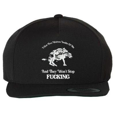I Got Two Wolves Inside Of Me And They Wont Stop Fuckin Wool Snapback Cap