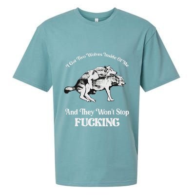 I Got Two Wolves Inside Of Me And They Wont Stop Fuckin Sueded Cloud Jersey T-Shirt