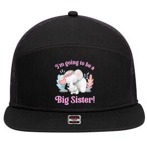 I Going To Be A Big Sister Elephant Daughter Announcement 7 Panel Mesh Trucker Snapback Hat