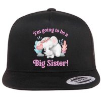 I Going To Be A Big Sister Elephant Daughter Announcement Flat Bill Trucker Hat