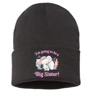 I Going To Be A Big Sister Elephant Daughter Announcement Sustainable Knit Beanie