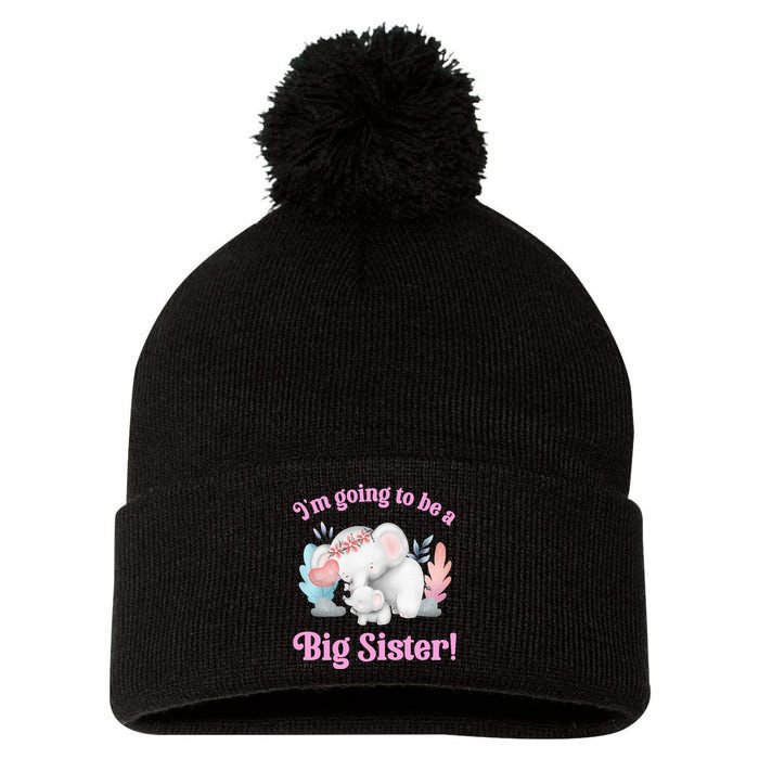 I Going To Be A Big Sister Elephant Daughter Announcement Pom Pom 12in Knit Beanie