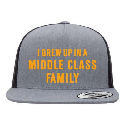 I Grew Up In A Middle Class Family Flat Bill Trucker Hat