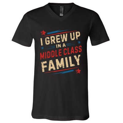 I Grew Up In A Middle Class Family Kamala Harris Answers All V-Neck T-Shirt