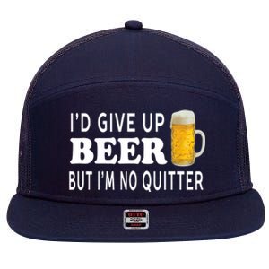 I'd Give Up Beer But I'm No Quitter Funny Unisex 7 Panel Mesh Trucker Snapback Hat