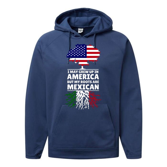 I Grew Up In America But My Roots Are Mexican Performance Fleece Hoodie