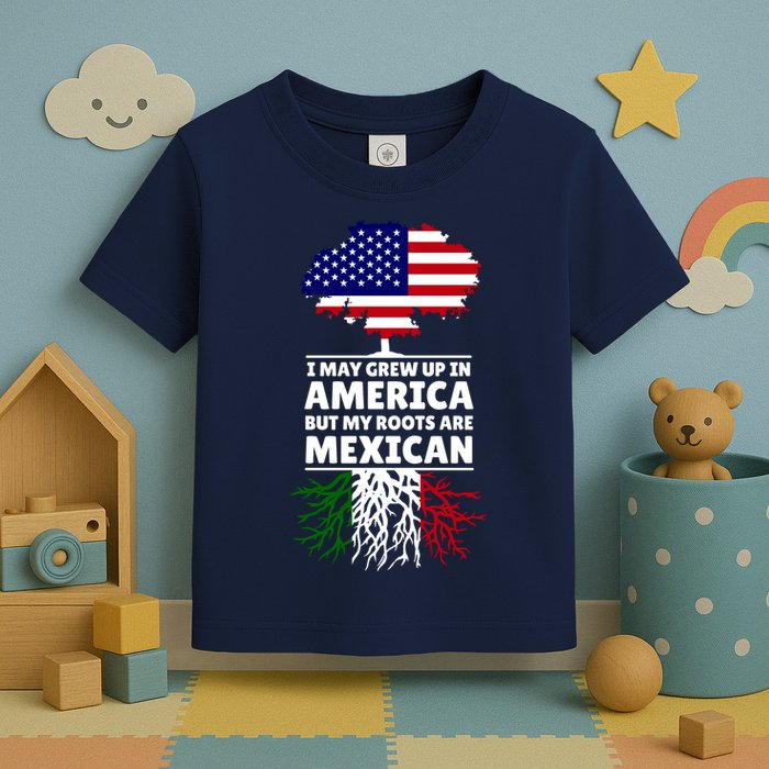 I Grew Up In America But My Roots Are Mexican Toddler T-Shirt