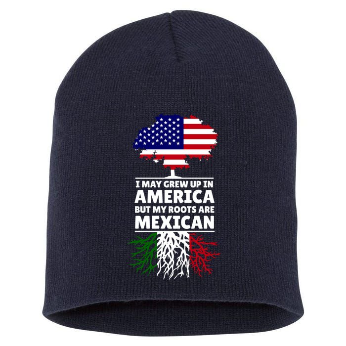 I Grew Up In America But My Roots Are Mexican Short Acrylic Beanie