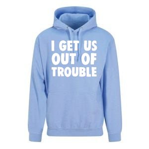 I Get Us Into Out of Trouble set Matching Couples Funny Unisex Surf Hoodie