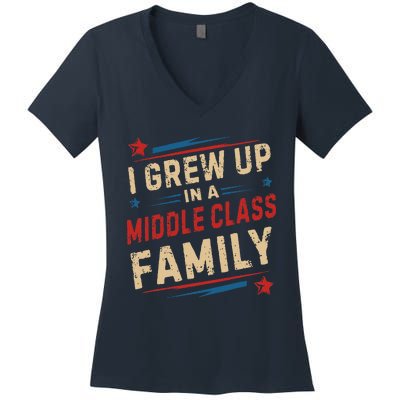 I Grew Up In A Middle Class Family Kamala Harris Answers All Women's V-Neck T-Shirt