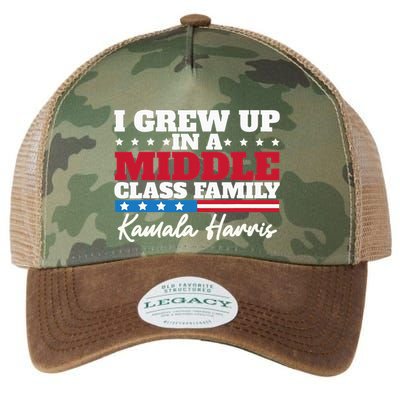 I Grew Up In A Middle Class Family Flag American Kamala Legacy Tie Dye Trucker Hat