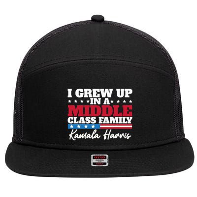 I Grew Up In A Middle Class Family Flag American Kamala 7 Panel Mesh Trucker Snapback Hat