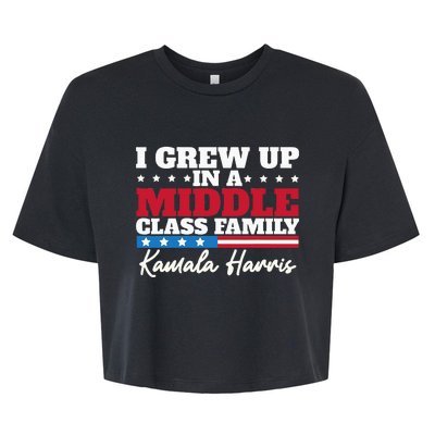 I Grew Up In A Middle Class Family Flag American Kamala Bella+Canvas Jersey Crop Tee