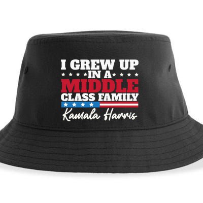 I Grew Up In A Middle Class Family Flag American Kamala Sustainable Bucket Hat