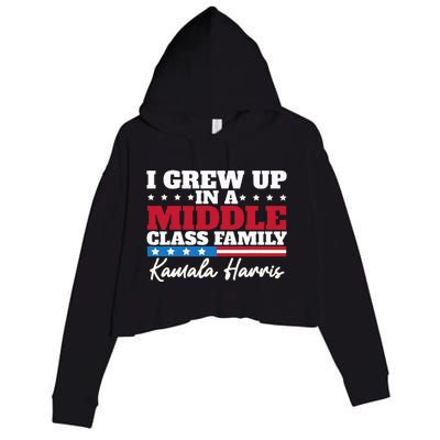 I Grew Up In A Middle Class Family Flag American Kamala Crop Fleece Hoodie