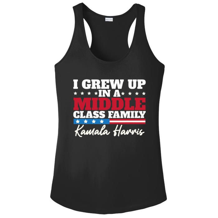 I Grew Up In A Middle Class Family Flag American Kamala Ladies PosiCharge Competitor Racerback Tank