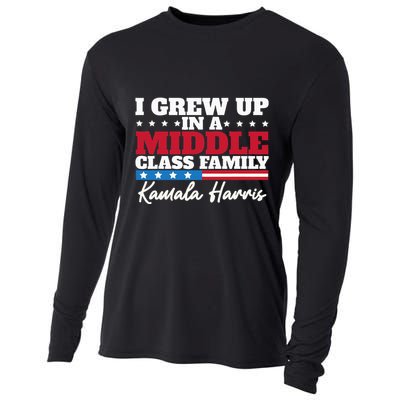 I Grew Up In A Middle Class Family Flag American Kamala Cooling Performance Long Sleeve Crew
