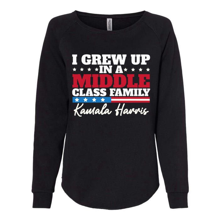 I Grew Up In A Middle Class Family Flag American Kamala Womens California Wash Sweatshirt