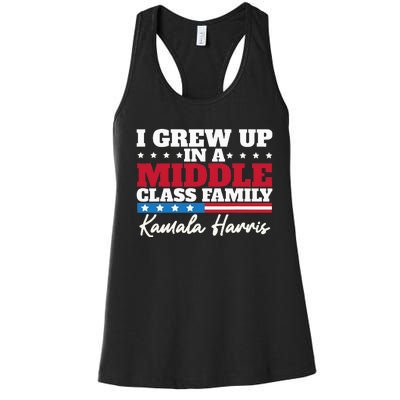 I Grew Up In A Middle Class Family Flag American Kamala Women's Racerback Tank