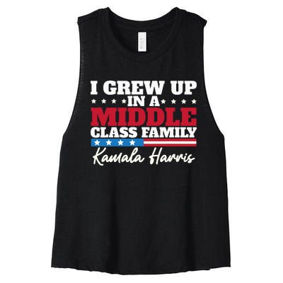 I Grew Up In A Middle Class Family Flag American Kamala Women's Racerback Cropped Tank