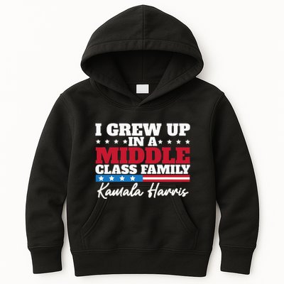 I Grew Up In A Middle Class Family Flag American Kamala Kids Hoodie
