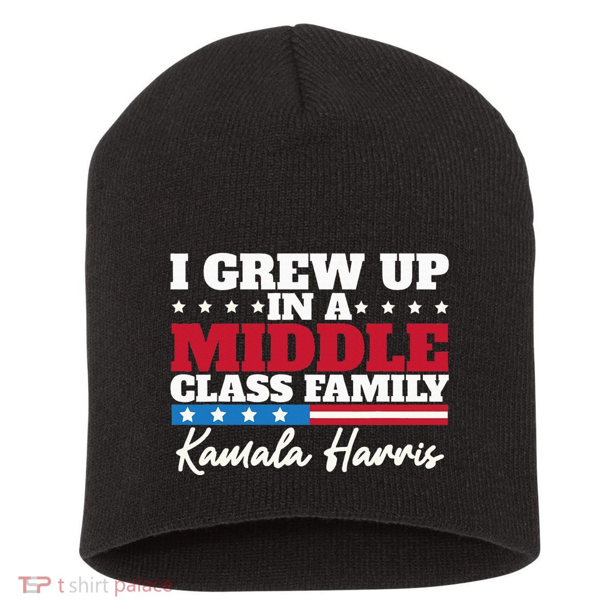 I Grew Up In A Middle Class Family Flag American Kamala Short Acrylic Beanie