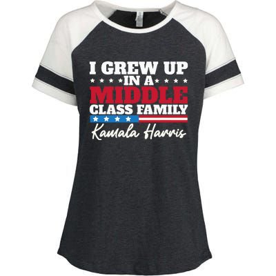 I Grew Up In A Middle Class Family Flag American Kamala Enza Ladies Jersey Colorblock Tee