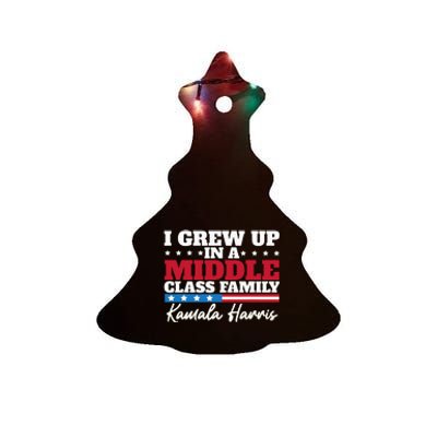 I Grew Up In A Middle Class Family Flag American Kamala Ceramic Tree Ornament