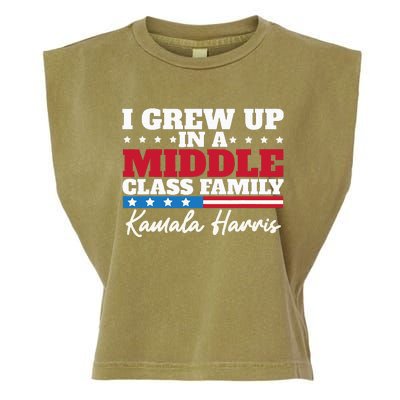 I Grew Up In A Middle Class Family Flag American Kamala Garment-Dyed Women's Muscle Tee