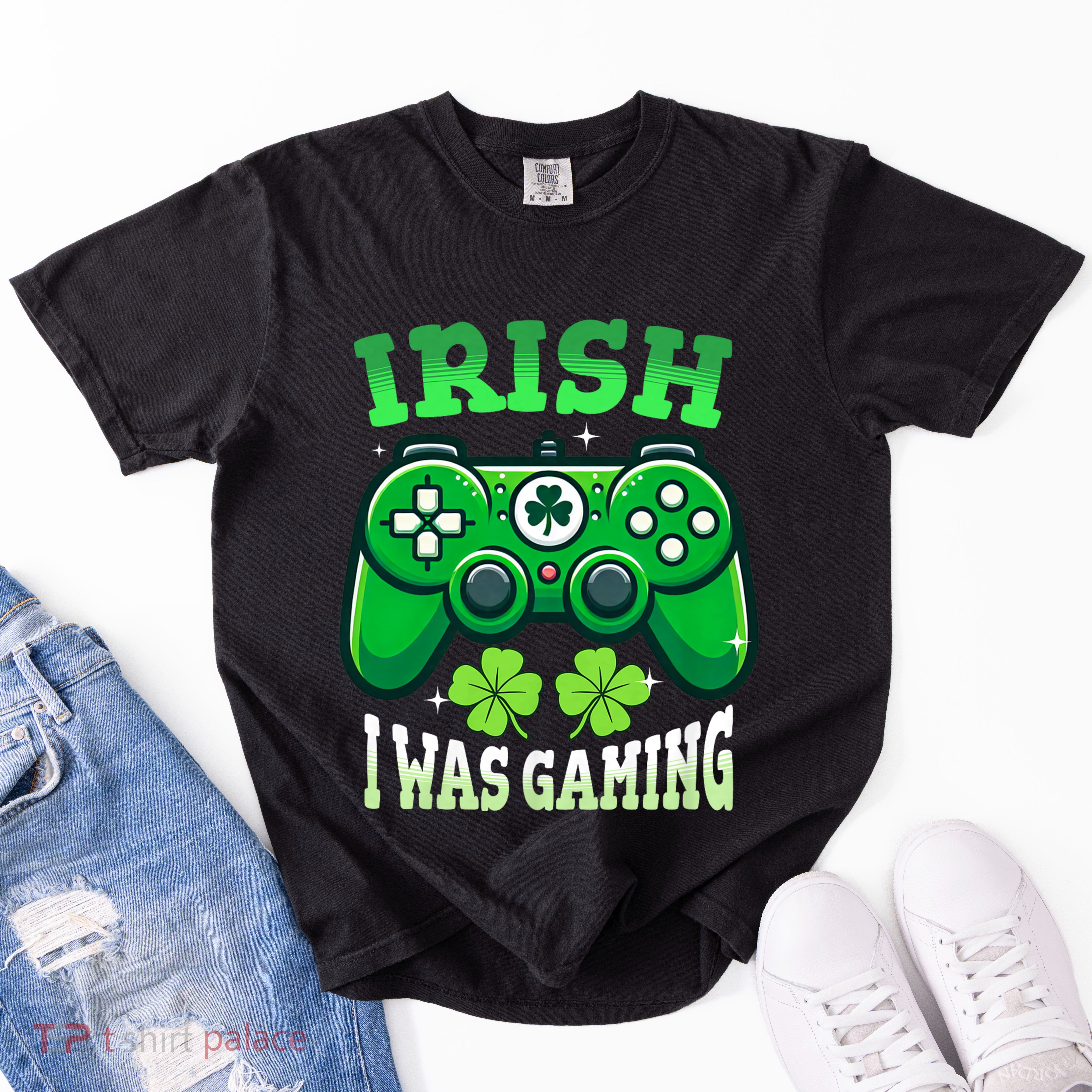 Irish Gamer Video Game St PatrickS Day Controller Garment-Dyed Heavyweight T-Shirt