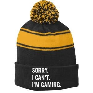 I'm Gaming Video Games Funny Gamer Gif Stripe Pom Pom Beanie