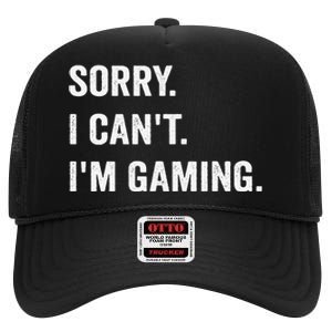 I'm Gaming Video Games Funny Gamer Gif High Crown Mesh Back Trucker Hat