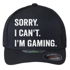 I'm Gaming Video Games Funny Gamer Gif Flexfit Unipanel Trucker Cap