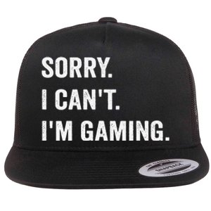 I'm Gaming Video Games Funny Gamer Gif Flat Bill Trucker Hat