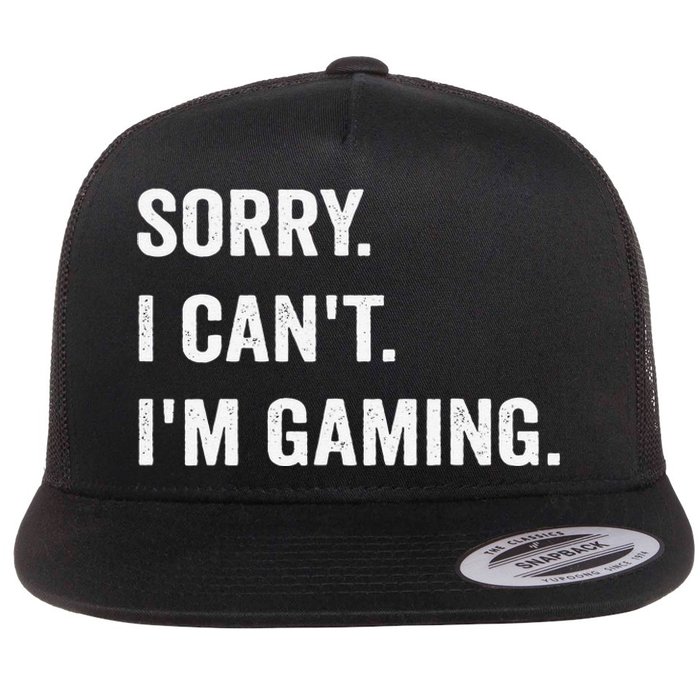 I'm Gaming Video Games Funny Gamer Gif Flat Bill Trucker Hat