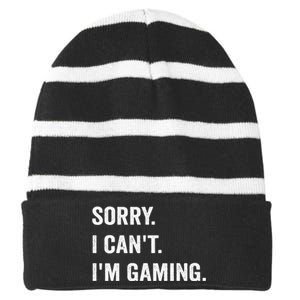 I'm Gaming Video Games Funny Gamer Gif Striped Beanie with Solid Band