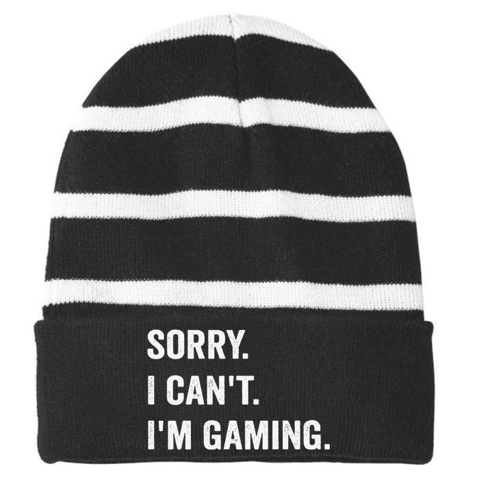 I'm Gaming Video Games Funny Gamer Gif Striped Beanie with Solid Band