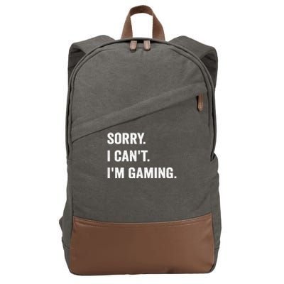 I'm Gaming Video Games Funny Gamer Gift For Boys Teen Cotton Canvas Backpack