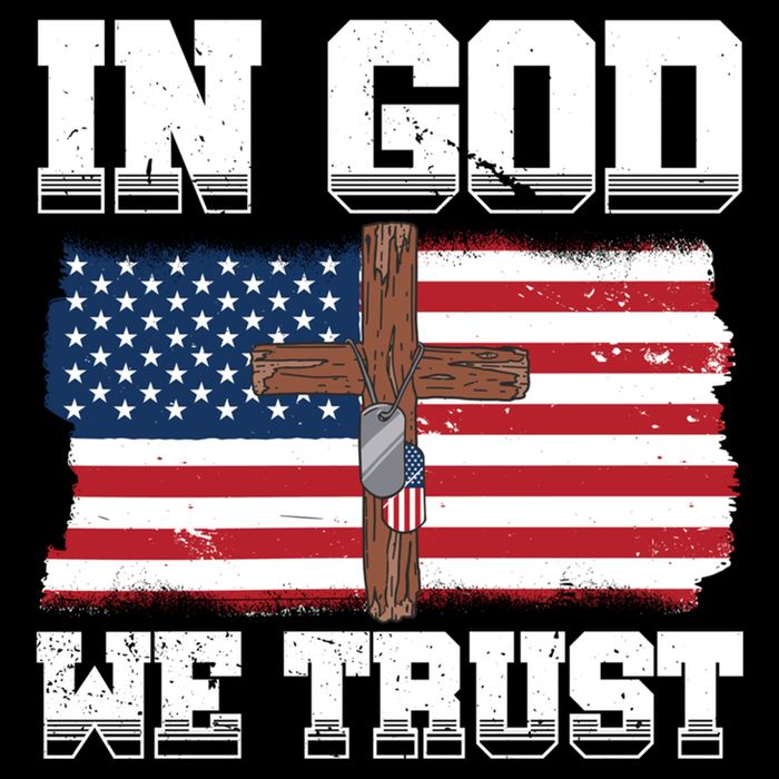 In God We Trust American Flag Jesus Faith Holy Cross Meaningful Gift Flat Bill Trucker Hat