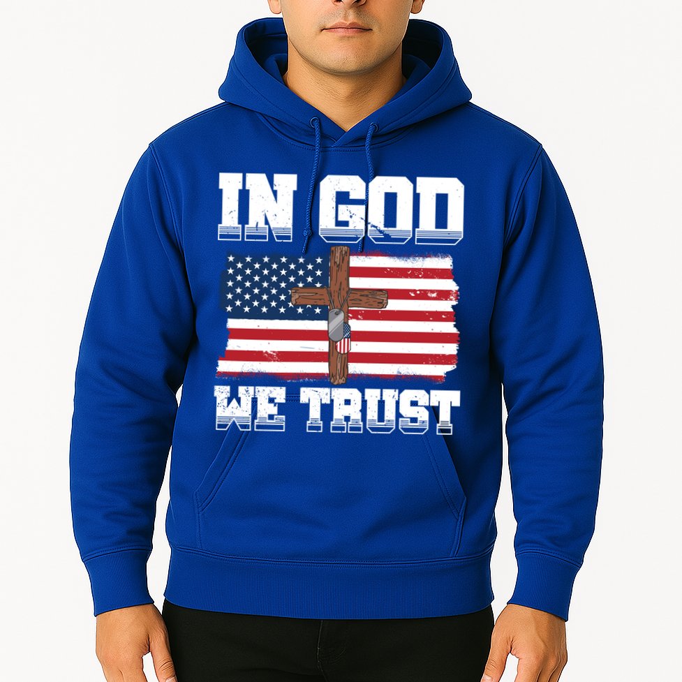 In God We Trust American Flag Jesus Faith Holy Cross Meaningful Gift Hoodie