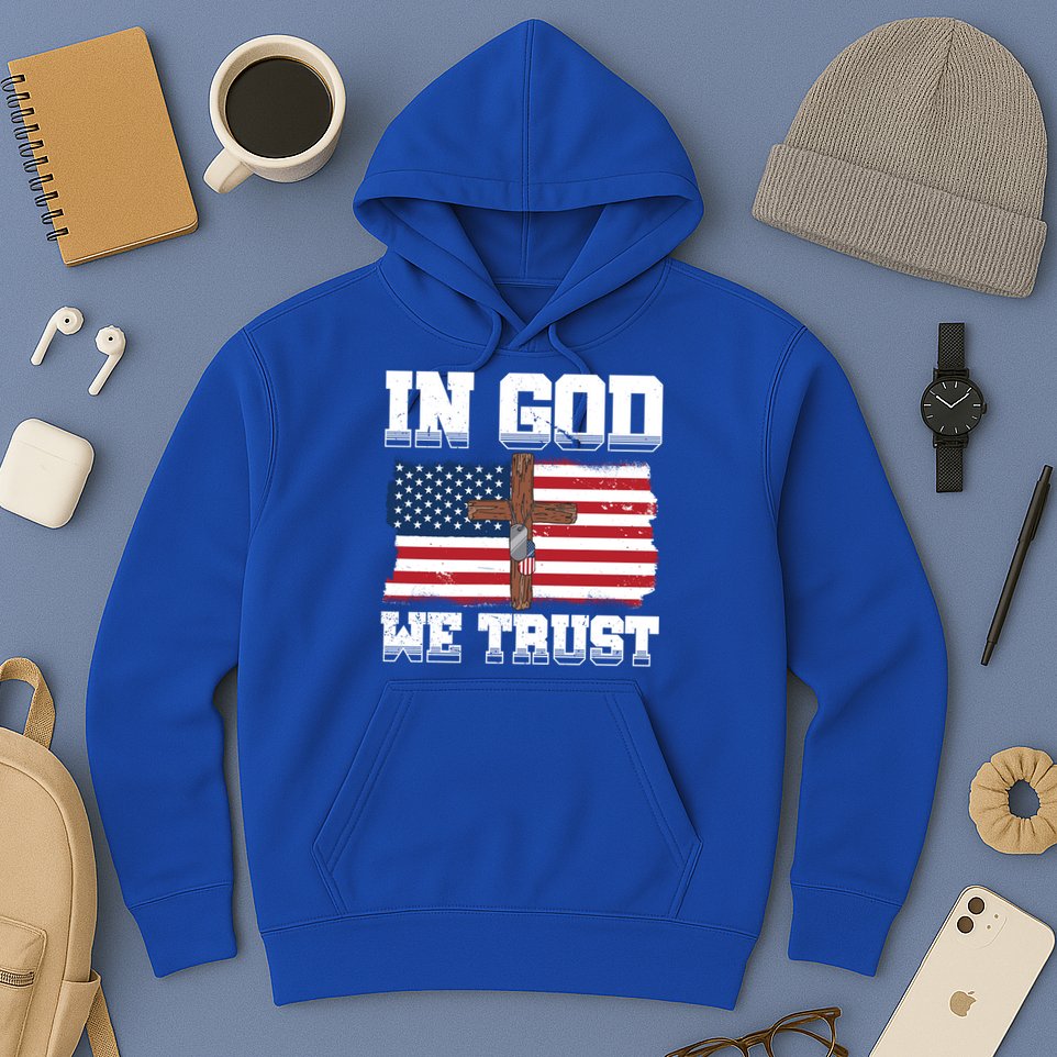 In God We Trust American Flag Jesus Faith Holy Cross Meaningful Gift Hoodie