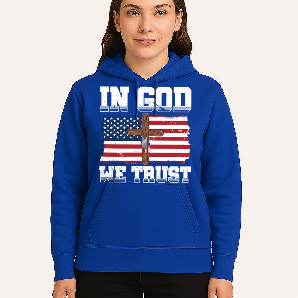 In God We Trust American Flag Jesus Faith Holy Cross Meaningful Gift Hoodie